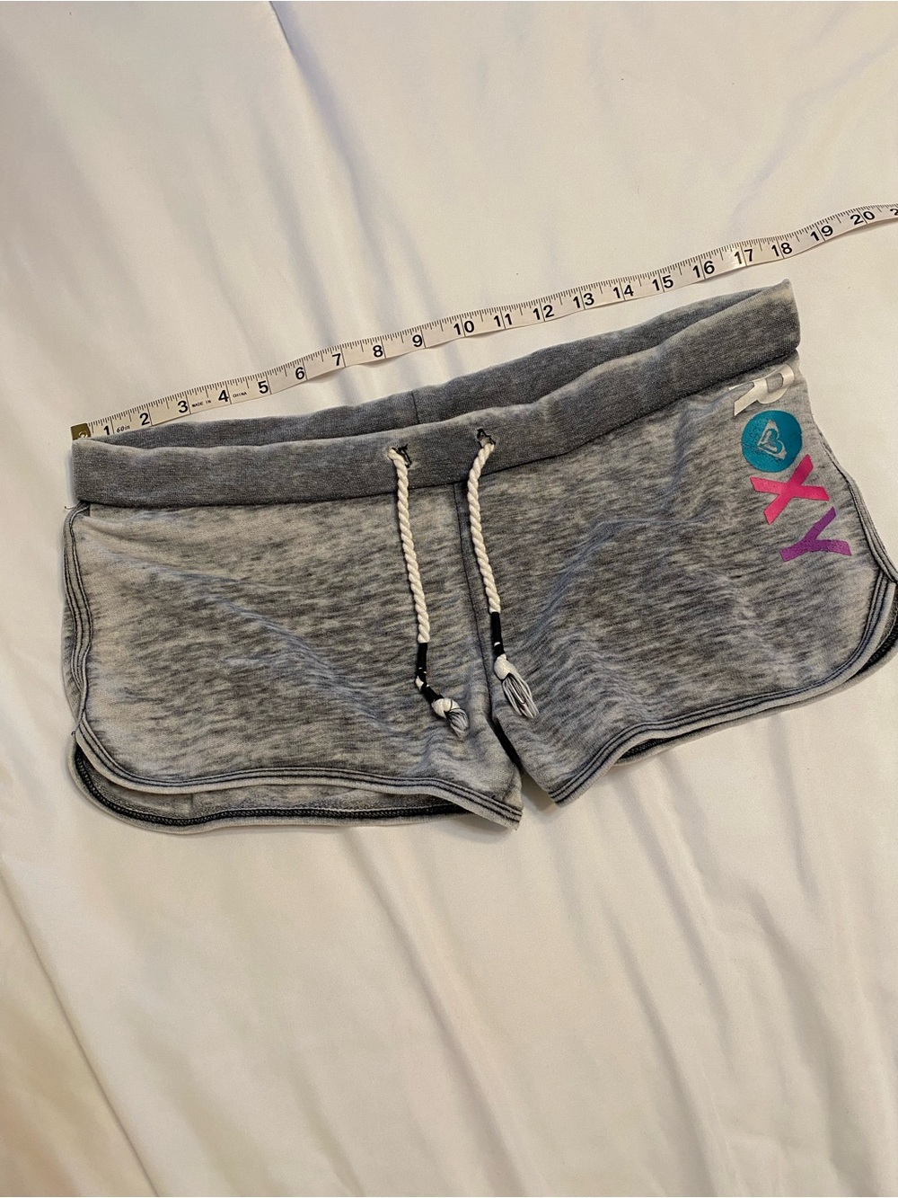 Roxy Gray Athletic Lounge Shorts with Pink & Teal Logo